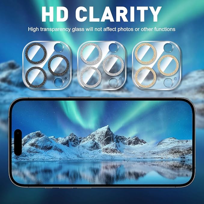 LucBuy 3PCS Sparkling Camera Lens Protector