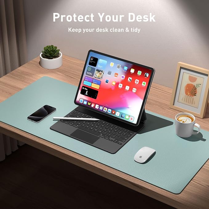 Aothia Leather Desk Pad Protector, Mouse Pad, Office Desk Mat, Non-Slip PU