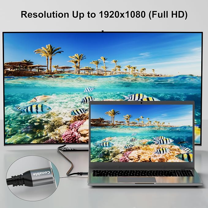 HDMI to VGA Cable 4 FT, Uni-Directional HDMI to VGA Cable, Aluminum Shells