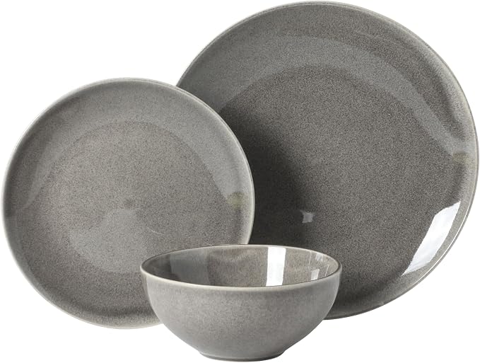 Gibson Elite Castle Peak Plates and Bowls Set, 12-Piece Dinnerware Set