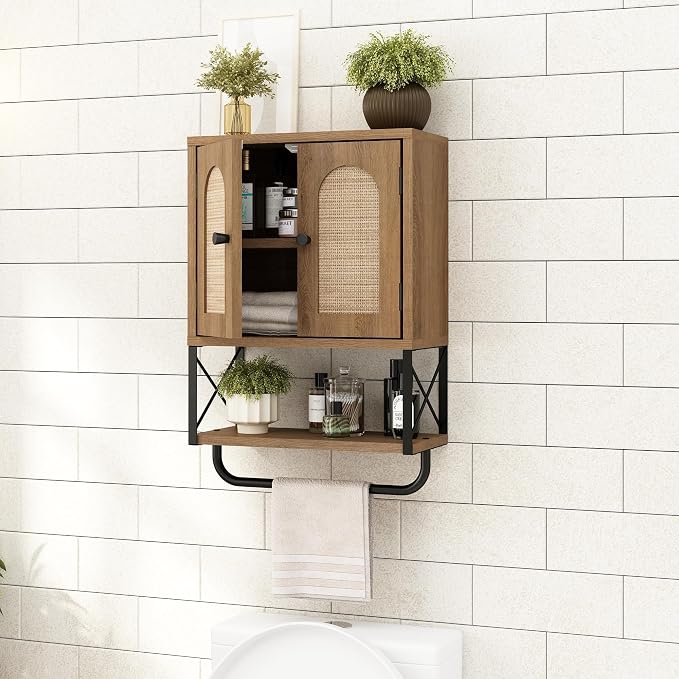 Rattan Bathroom Wall Cabinet