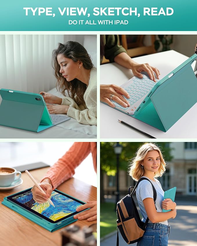 Folio Keyboard Case for iPad 10th Gen 10.9 inch and iPad 11th, Magnetic