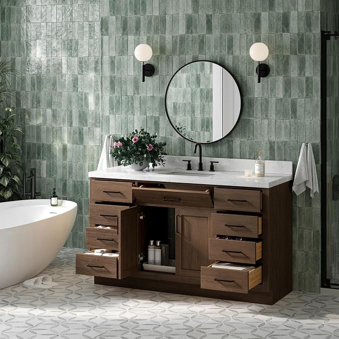 Hepburn 60 Inch Single Rectangle Sink Bathroom Vanity