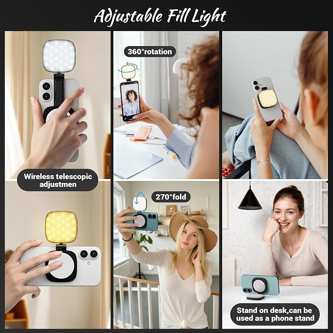 Magnetic Selfie Light for Phone: 5 Led Mode