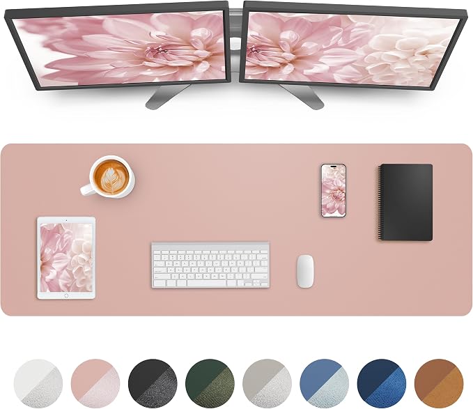 Leather Desk pad Protector, Large Desk mat, Mouse pad, Non-Slip Desk pad