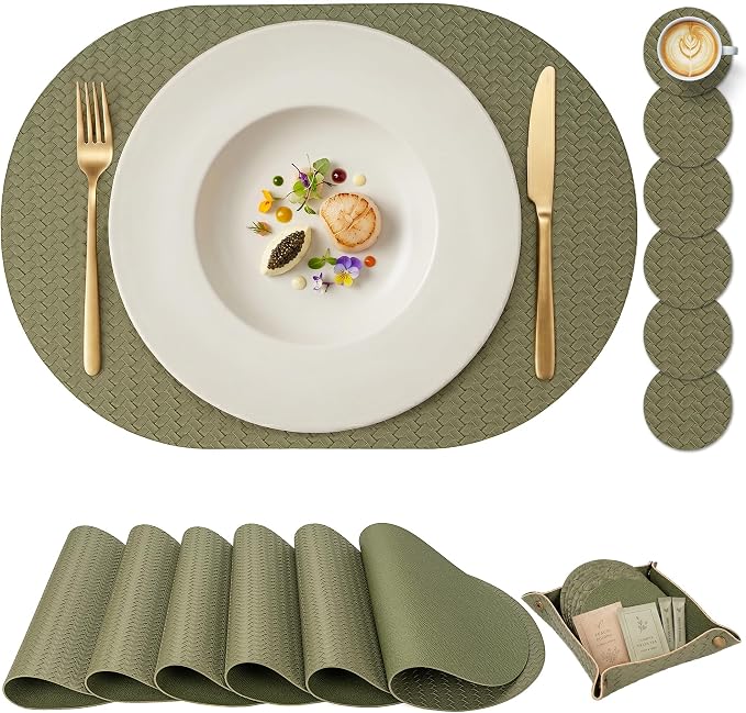 Woven Faux Leather Oval Placemats Set of 4/6