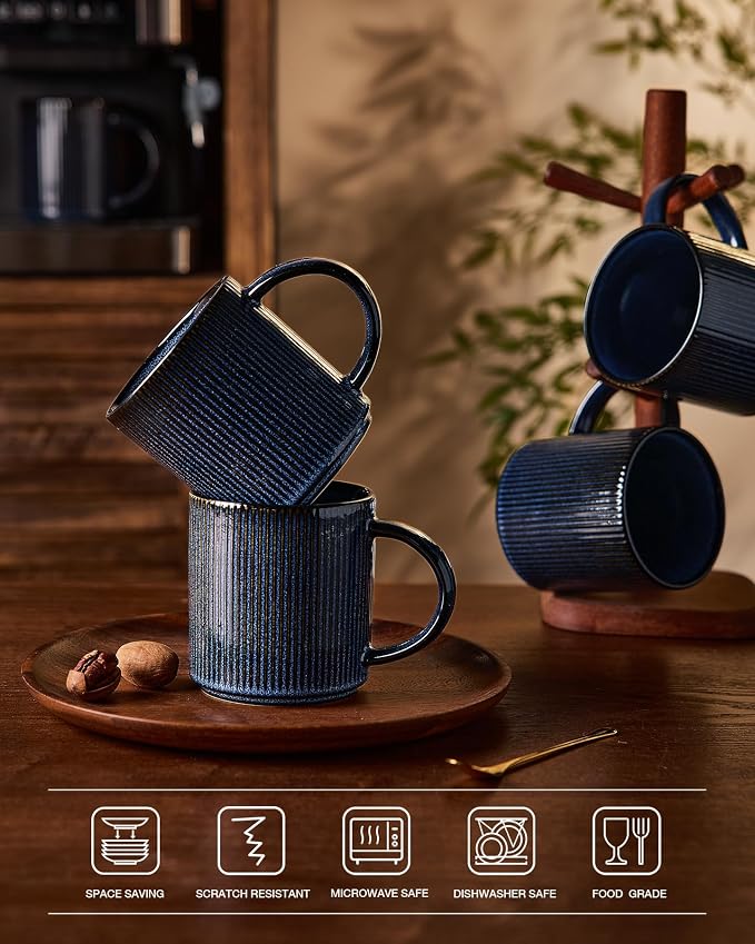 famiware Coffee Mug Set for 4, Star 16 oz Catering Mugs Cup Set