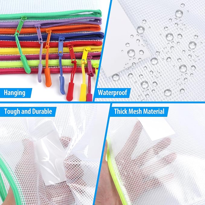 18 Pack A4 Mesh zipper pouch bags, Zipper Bags