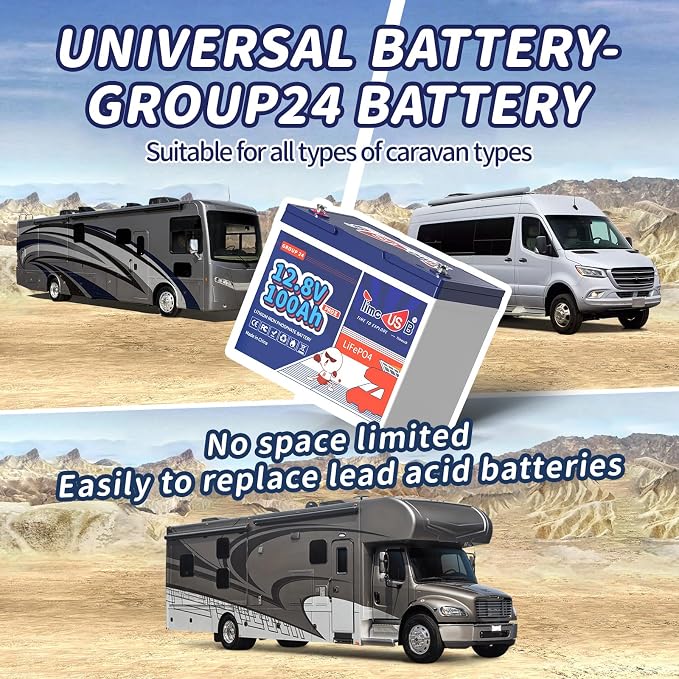 12V 100Ah Group24 Mini LiFePO4 Battery, Grade A Battery Cells, Drop-in