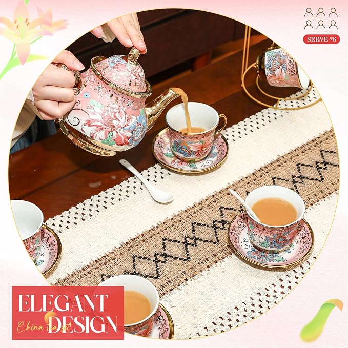 20 Pcs Porcelain Tea Set for Adults