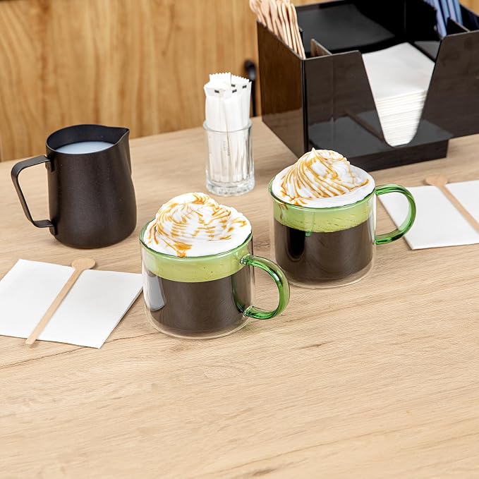Restaurantware Coffee Cups 2 Pack of 11 oz Double Wall Glass Insulated Coffee