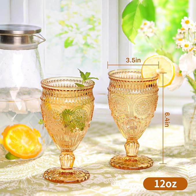 Darlion Goblets, Goblet Glasses, Amber Goblets, Vintage Wine Glasses 12oz |