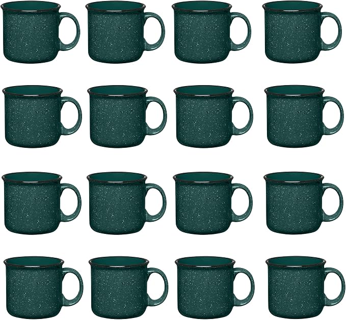 Set of 16 Ceramic Campfire Mugs – 15 Oz, Camping – Customizable
