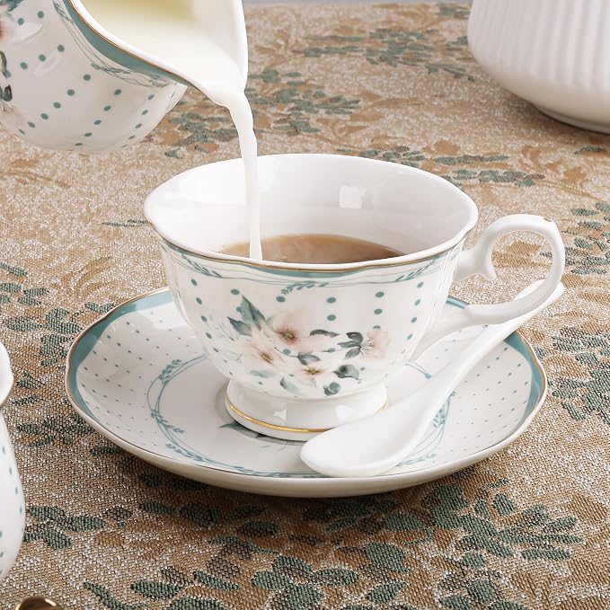 fanquare 21 Pieces Royal Style Porcelain Tea Set