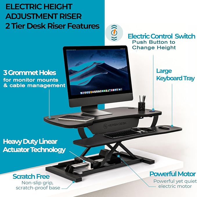VERSADESK® PowerPro™ 48” x 24” Extra Wide Electric Sit-to-Stand Desk Converter