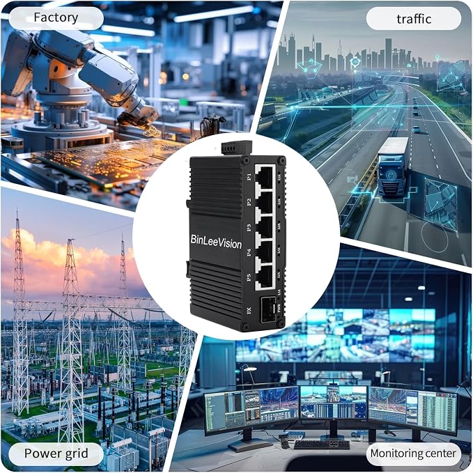 Industrial Mini Gigabit Ethernet Switch 5-Port RJ45 10/100/1000BASE-T+1-Port