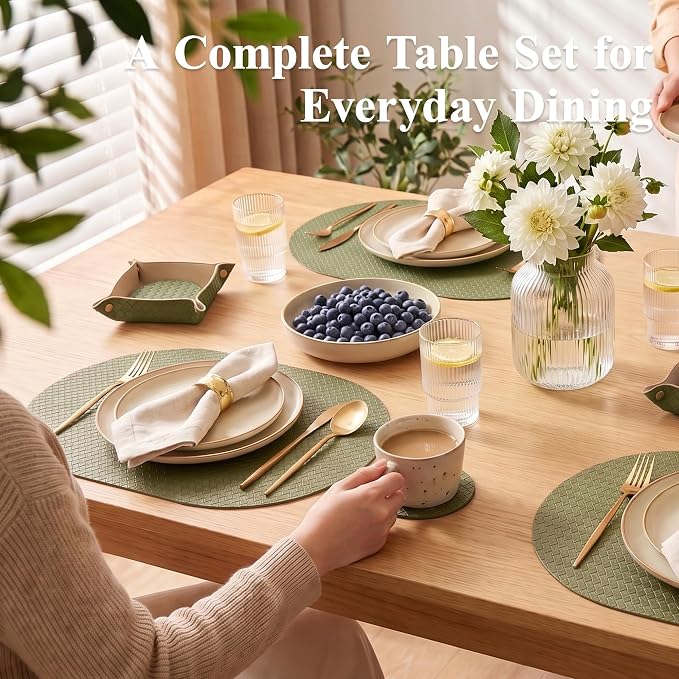 Woven Faux Leather Oval Placemats Set of 4/6