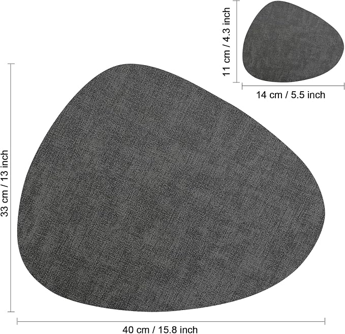 Placemats and Coasters, Washable Reversible Placemats Round Faux Leather