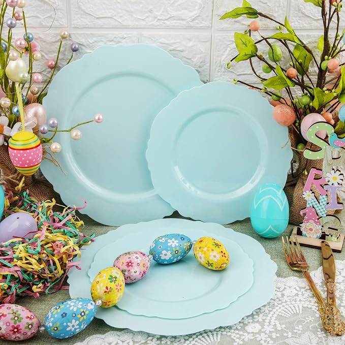 60pcs Mint Green Plastic Plates