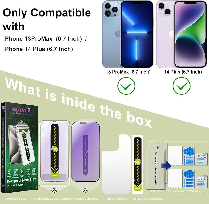 9H Tempered Glass, Anti-Glare, Full Coverage, Anti-Fingerprint, Auto Dust