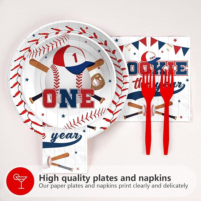 Greencian 96PCS Baseball 1st Birthday Party Decorations Baby Boy Serves 24 |