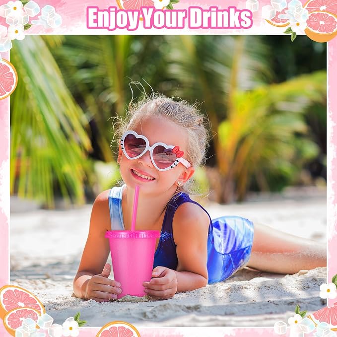 24 Pcs Plastic Tumblers with Lids and Straws, Reusable Cups with Lids Plastic