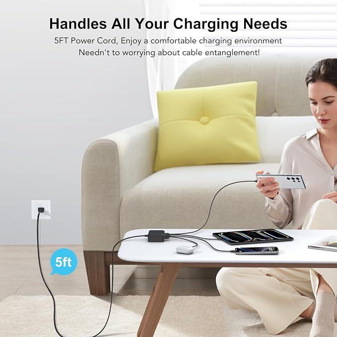 USB C Fast Charger, 100W GaN 6 Port Type USB C Charging Station Hub Block Cube