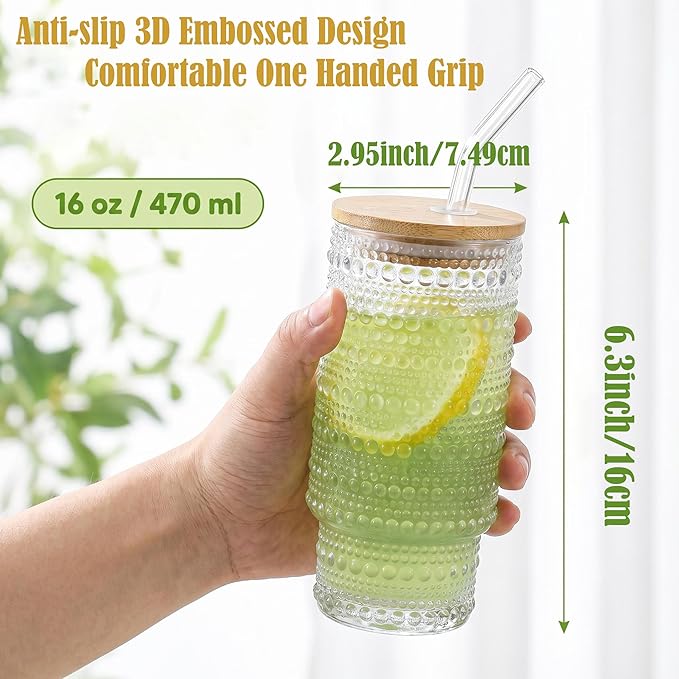 16 oz Ribbed Glass Tumbler