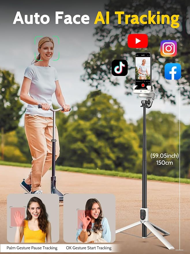 Auto Face Tracking Tripod 360 Rotation w/Stand