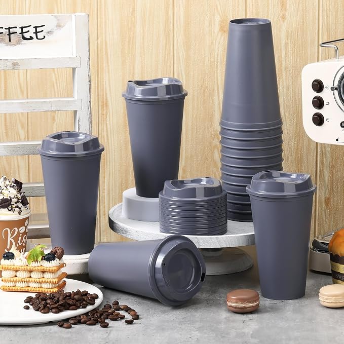 Domensi 15 Pack Reusable Plastic Coffee Cups