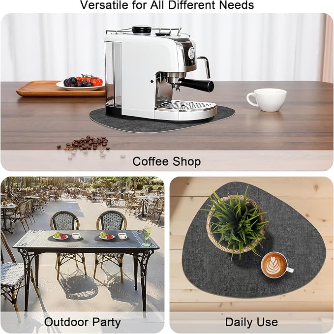 Placemats and Coasters, Washable Reversible Placemats Round Faux Leather