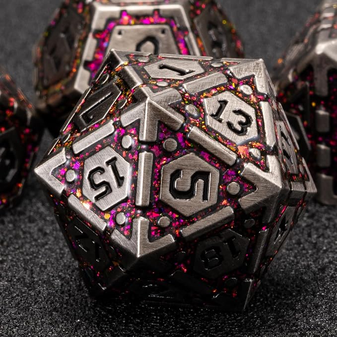 Metal DND Dice Set, Polyhedral Metallic Dice