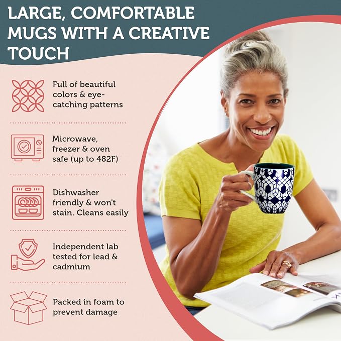 Annovero Large Coffee Mug Set of 6
