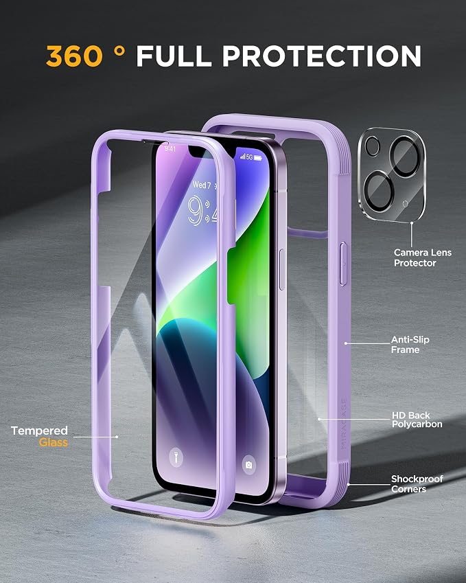 Miracase Designed for iPhone 14 Case 6.1 inch, Full-Body Protective Bumper