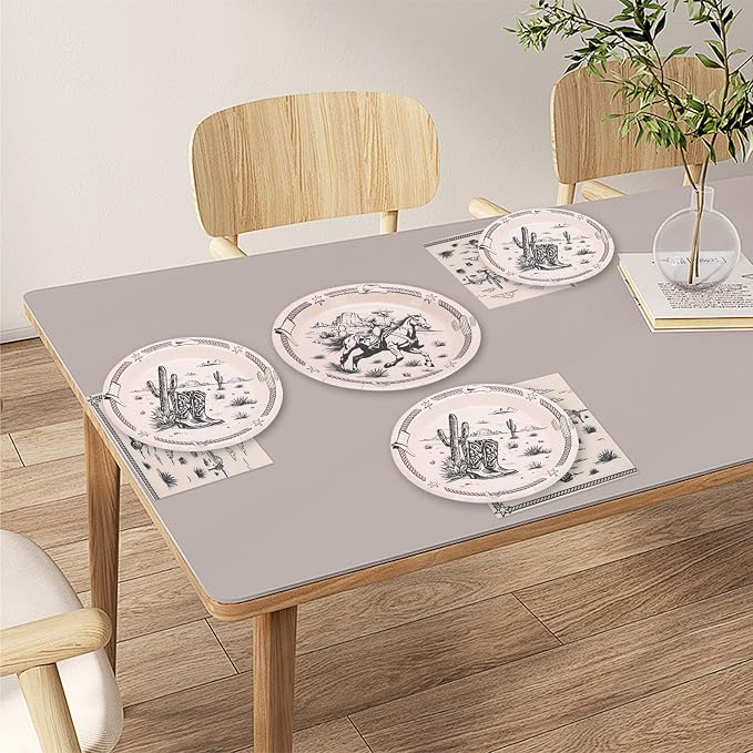 60PCS Cowboy Paper Plates and Napkins Party Supplies Serve 20 | Western Rodeo
