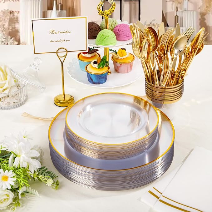 SUT 350Pcs Plastic Dinnerware Set