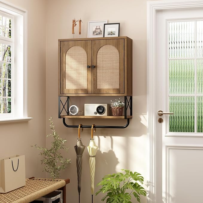 Rattan Bathroom Wall Cabinet