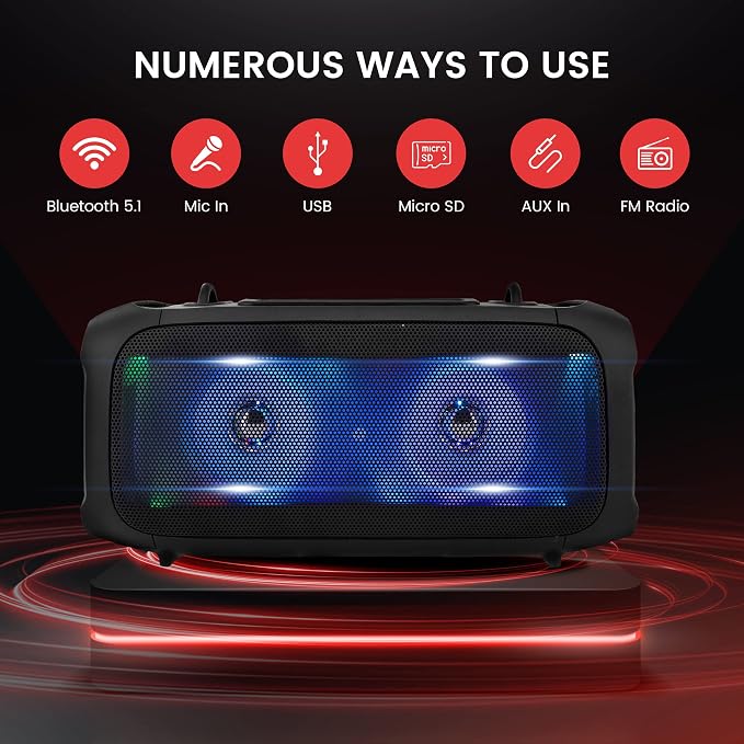 Pyle Wireless Portable Bluetooth Boombox Speaker - 120W Rechargeable Boom Box
