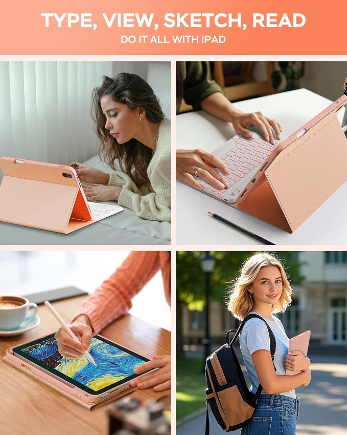 Folio Keyboard Case for iPad 10th Gen 10.9 inch and iPad 11th, Magnetic