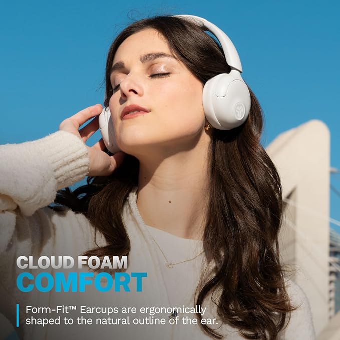 JLab Go Lux ANC Wireless Headphones, Cloud White, Hybrid Active Noise Cancelling