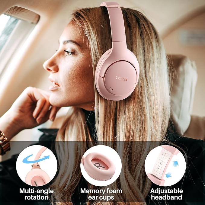 TOZO HT2 Hybrid Active Noise Cancelling Headphones, Wireless Over Ear Bluetooth