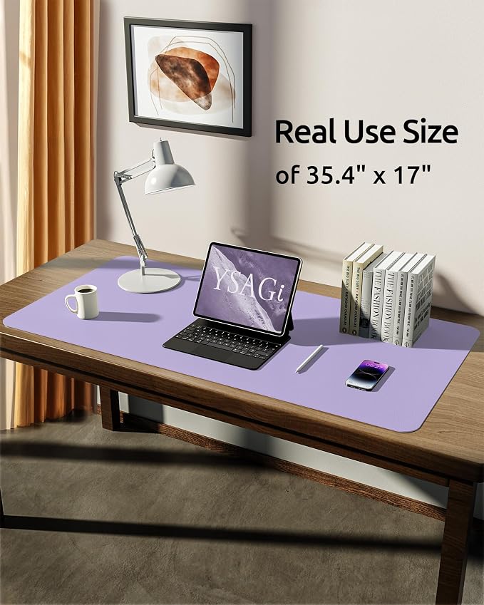 YSAGi Leather Desk Protector, Office Mat, Large Mouse Mat, Non-Slip PU Leather
