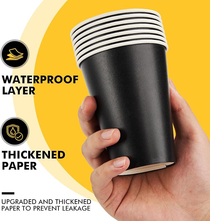 RACETOP 12 oz 50 Pack Black Disposable Coffee Cups