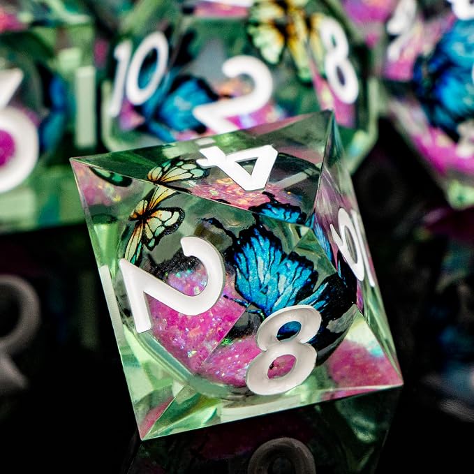 Butterfly DND Dice Pink Liquid Core Dice Set