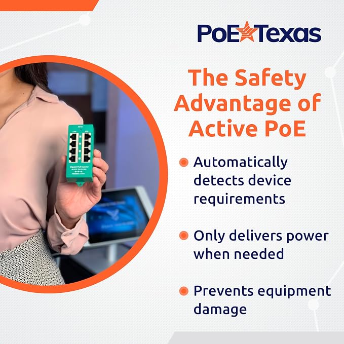 PoE Texas 8 Port PoE/PoE+ Active Mode A Injector