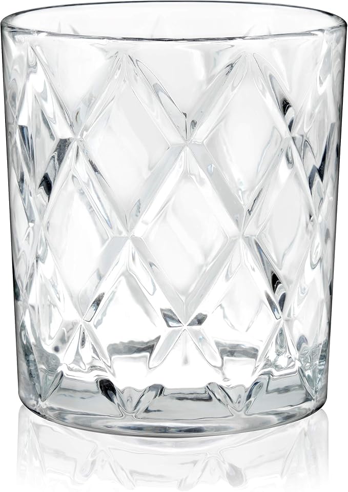 True Diamond Crystal Scotch Bourbon Whiskey Glasses, Old Fashioned Glasses