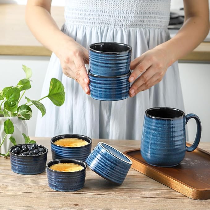 Ceramic Ramekins 6 oz, Oven Safe Souffle Dish Set of 6