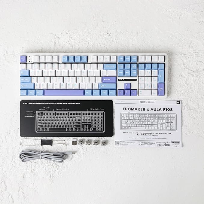EPOMAKER Aula F108 Wireless Gaming Keyboard, Full Size Mechanical Keyboard