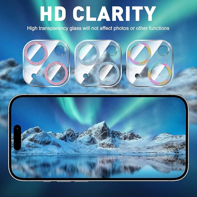 LucBuy 3PCS Sparkling Camera Lens Protector