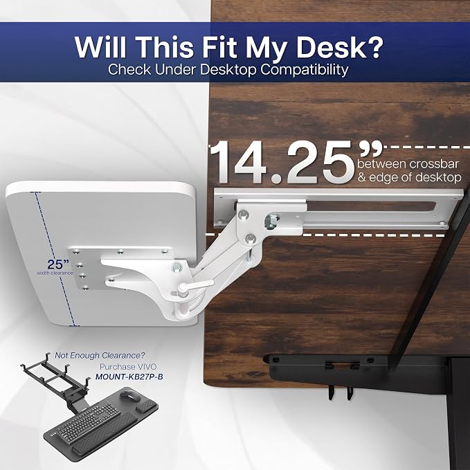 VIVO Adjustable 25 x 10 inch Computer Keyboard and Mouse Platform Tray